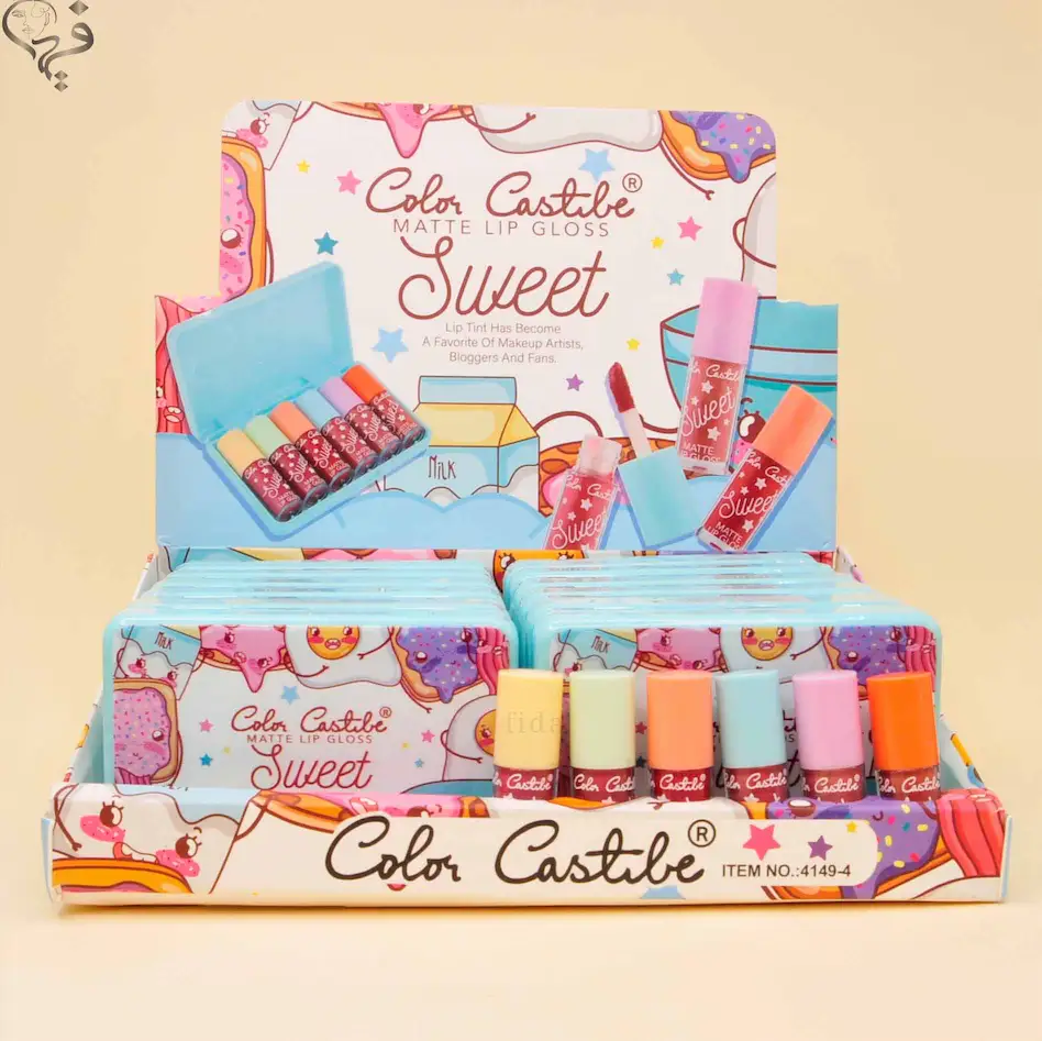 پک رژلب مایع 6 تایی خرسی کالرکاستل جلد آبی Color castle